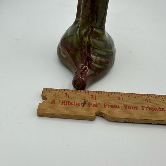 Vintage 1950s Tulip Vase with Variegated Brown and Dark Green Glaze - Picture 11 of 16